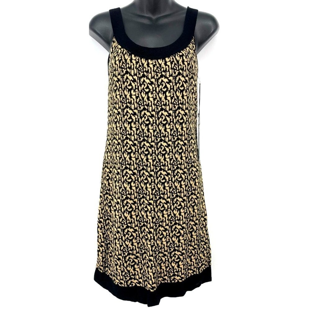Guess Jeans Dress Size Medium Black Multi Sleeveless Button Scoop Neck Women New